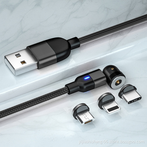 2021 540 Degree Magnetic Charger 3 In 1 Magnetic Cable Magnetic Suction Android Magnetic Charging Cable